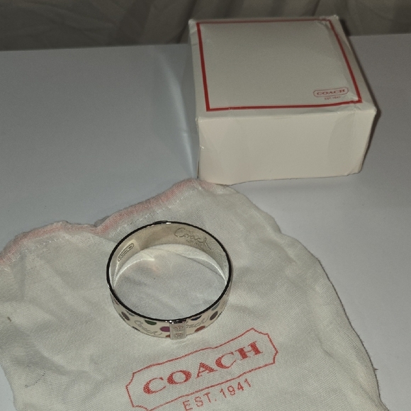 Coach Polished Silver Logo Ring - Picture 1 of 3